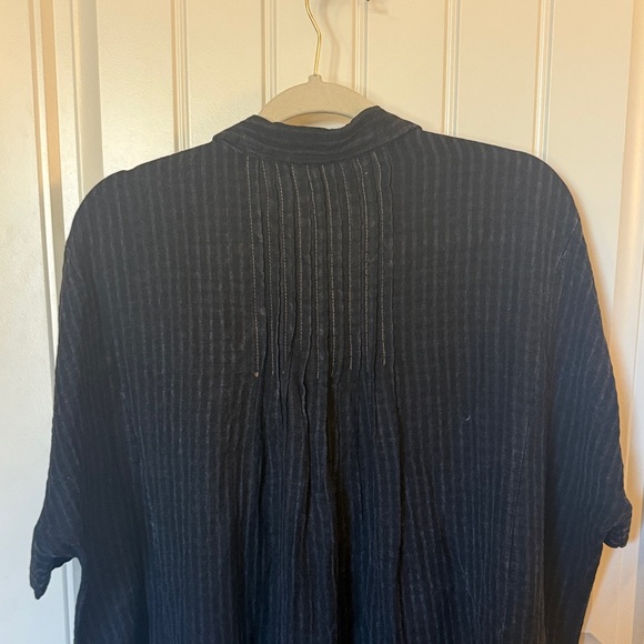 We The Free Black Pinstriped button down Shirt Dress - Picture 10 of 12